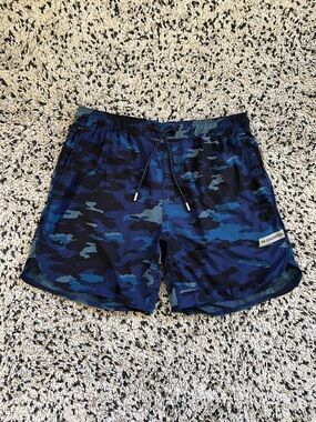 Legends Luka Shorts Blue Camo Unlined Drawstring Stretch Gym Athletic Men’s XL